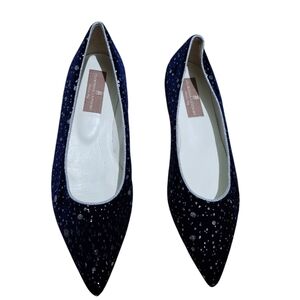 Clorinda Antinori blue velvet pointed toe flats - 38.5 Party Vacation Luxury